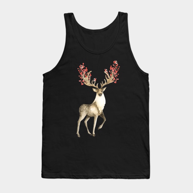 Deer and bullfinches Tank Top by JuliaBadeeva